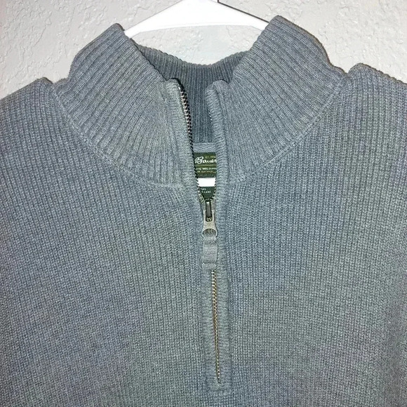 Eddie Bauer Heavy Cotton 1/4 Zip Sweater GRAY Size XL - Picture 3 of 5